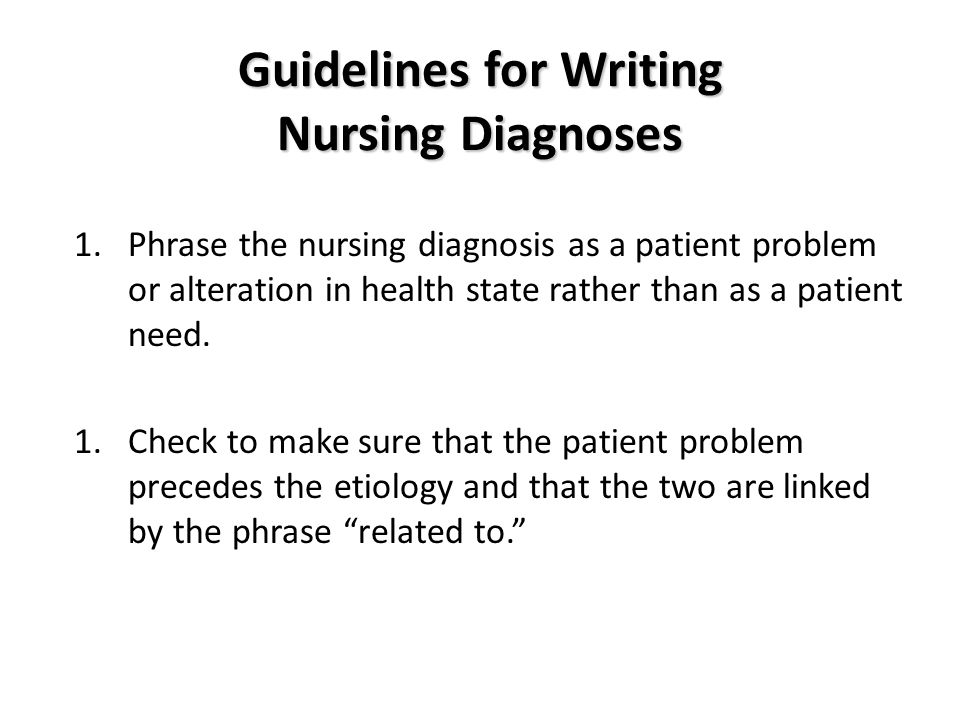 writing a nursing diagnosis related to
